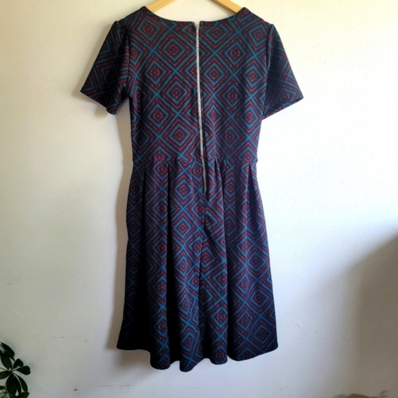 Lularoe, Amelia Dress , Multicolor Diamond Print, Size Medium - Picture 2 of 9